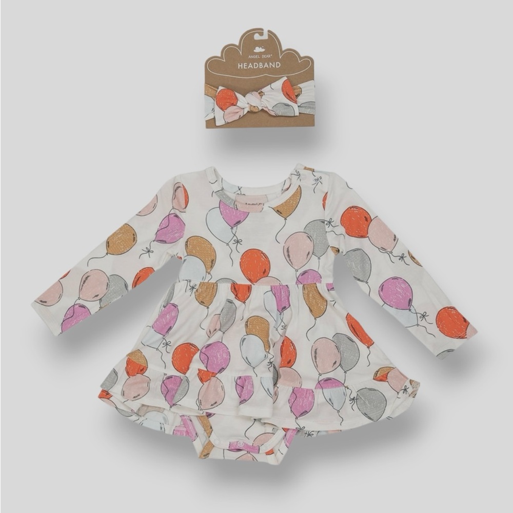 Angel Dear Balloon Print Dress with Headband 18-24 Months